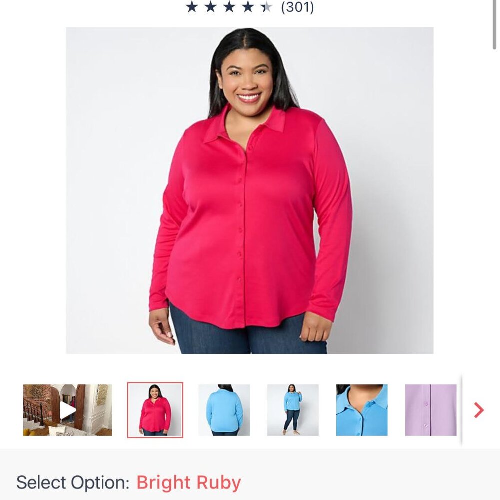 Size Small, Brand New, Never Worn Isaac Mizrahi Stretch Knit Collared Blouse